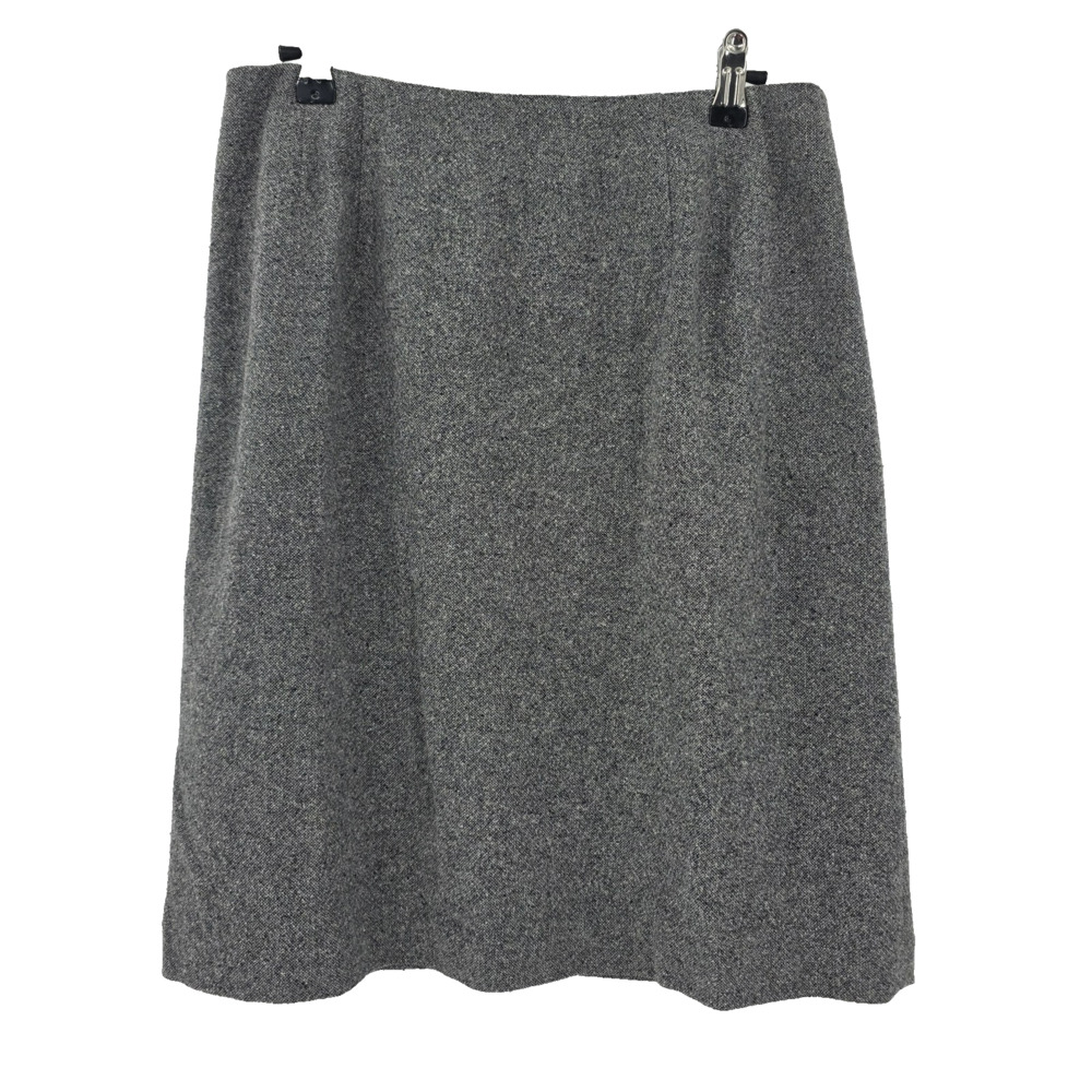 Vtng Amanda Smith Stretch Women's Sz 12 Wool Silk Blend Gray Mini Skirt Career